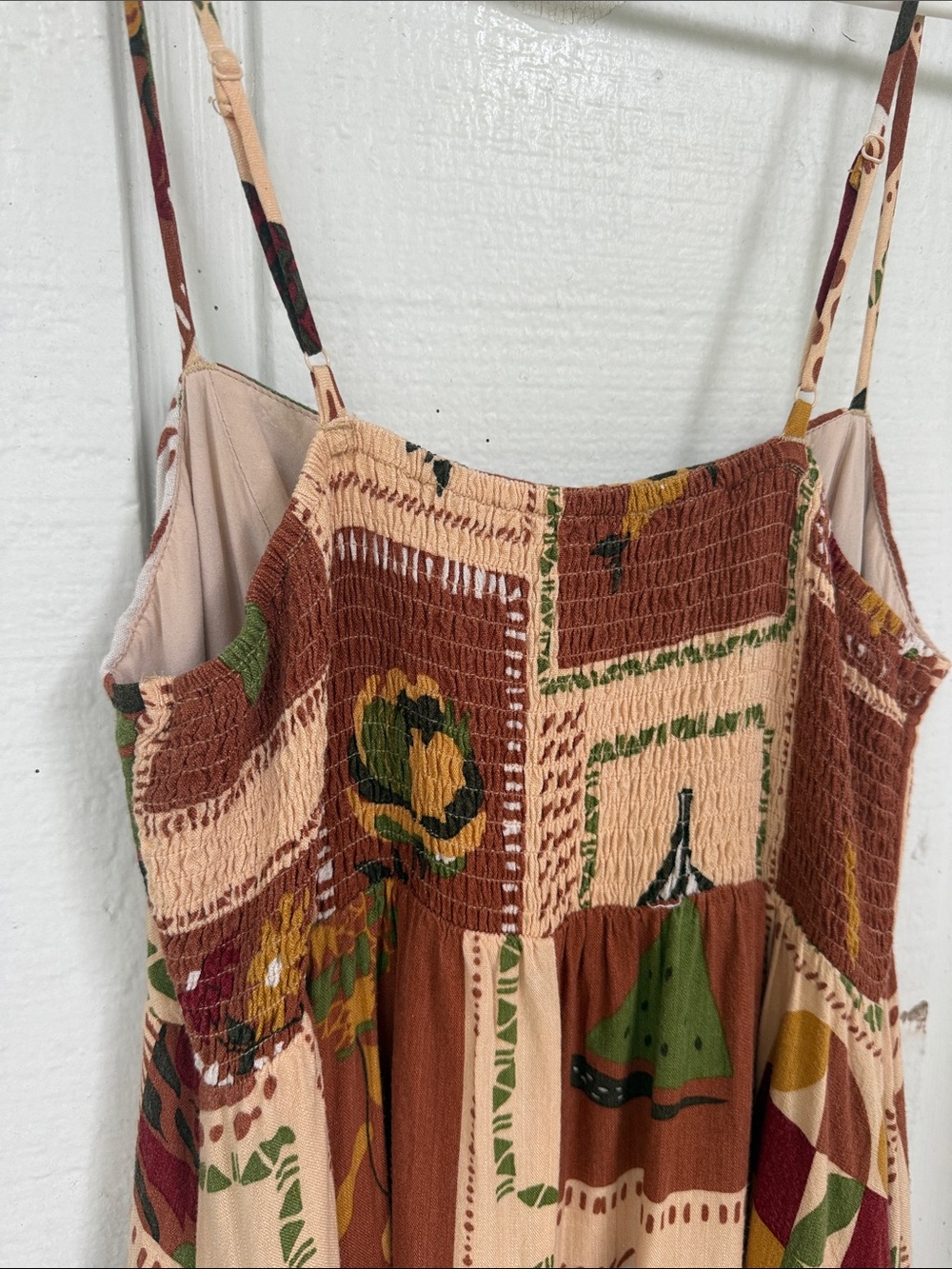 ILLA ILLA Rustic Patchwork Maxi Dress in Brown and Cream - Picture 4 of 7